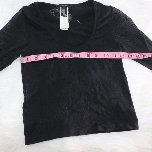 Forever 21 Black Crop Top with Sheer Long Sleeves 🖤 - Picture 8 of 10